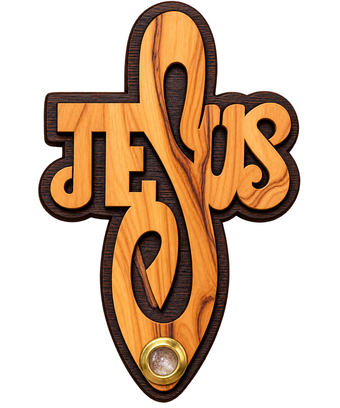 Bethlehem Olive Wood Jesus Cross Magnet – Christian Religious Keepsake