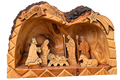 Handcrafted Bethlehem Olive Wood Nativity Scene – Natural Bark Grotto