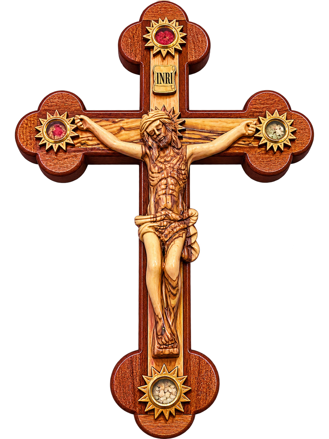 Hand-Carved Bethlehem Olive Wood Crucifix – 50 cm